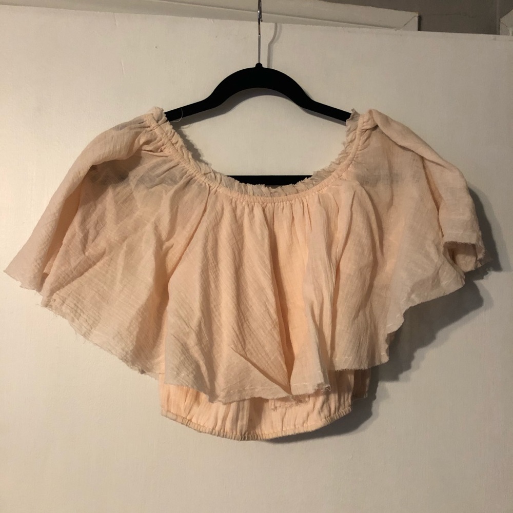 Peach Off the Shoulder Crop Top